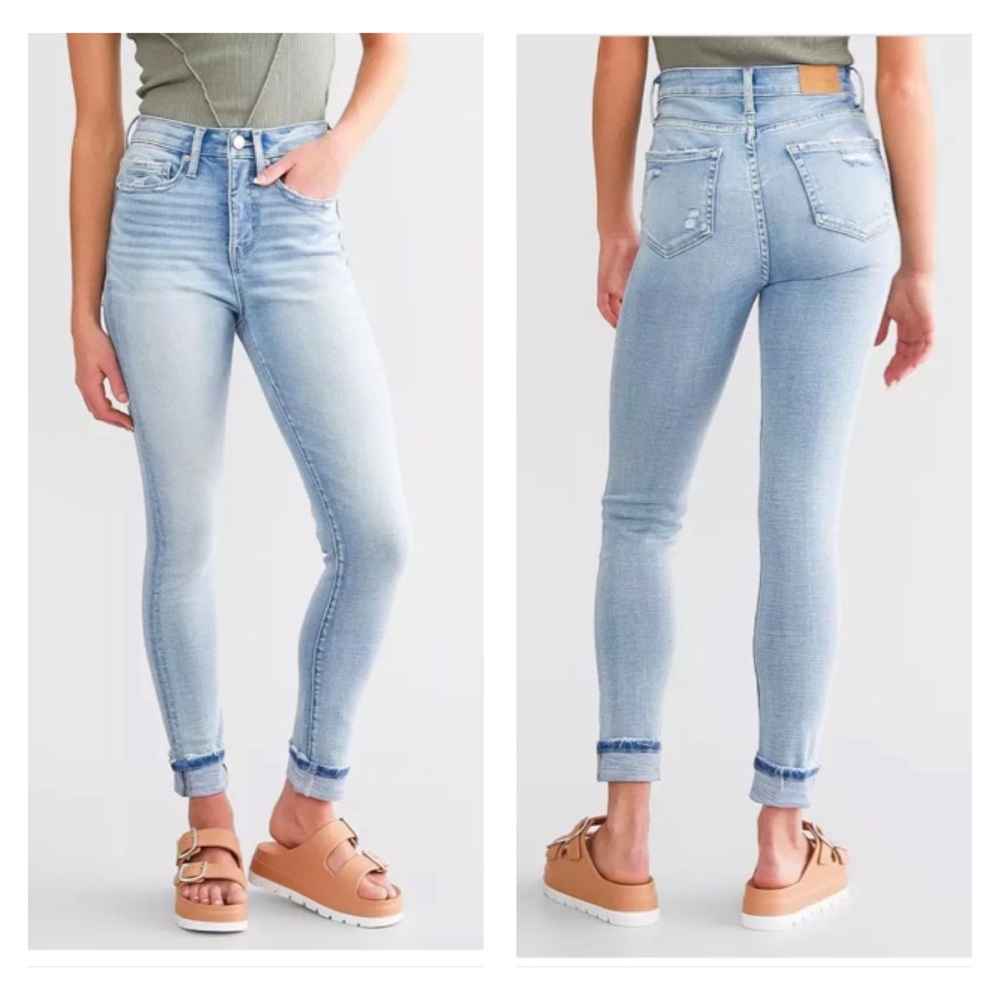 Buckle BKE Billie Slim Fit High Rise Ankle Skinny Jeans Size 34 x 27/29 unrolled